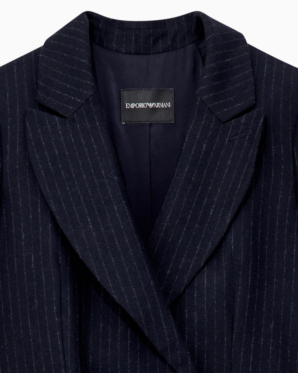 Emporio Armani Blue Double-Breasted Pinstripe Wool-Blend Blazer Signature Capsule