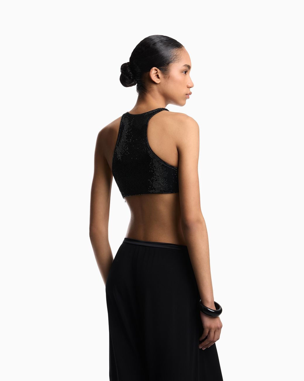 Emporio Armani Black Crop Top Covered
