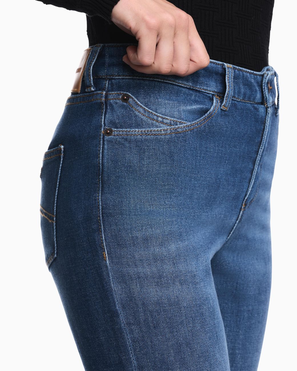 Emporio Armani Blue Slim-Fit Five-Pocket Comfort Denim Jeans With A Used Look