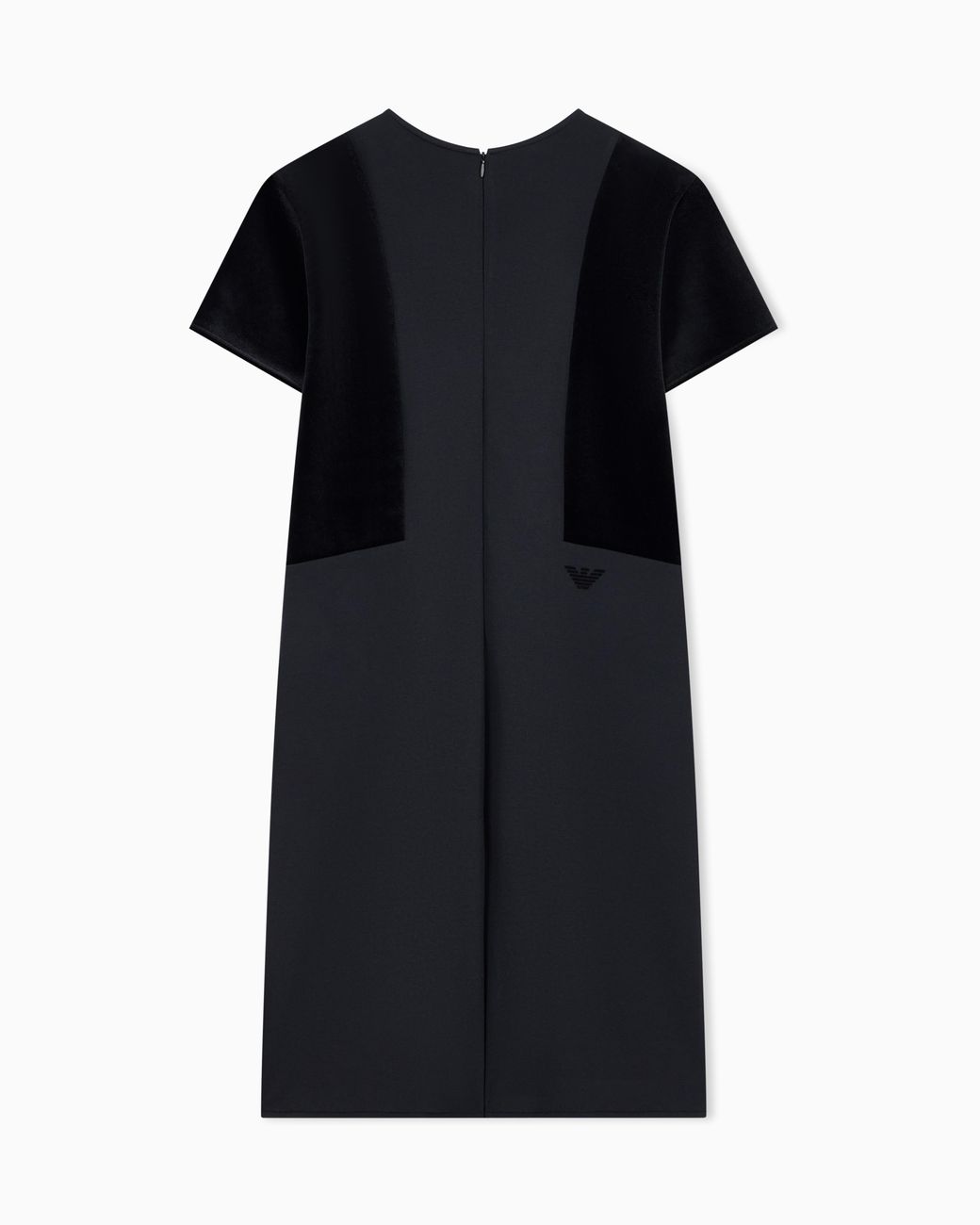 Emporio Armani Black Double Jersey Dress With Chenille Tape Travel Essential