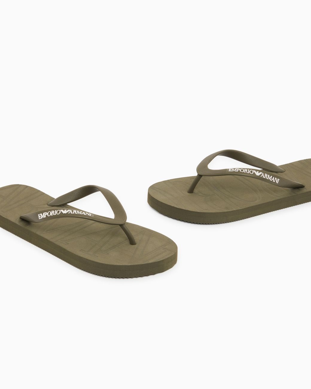 Emporio Armani White Rubber Flip-Flops With Logo