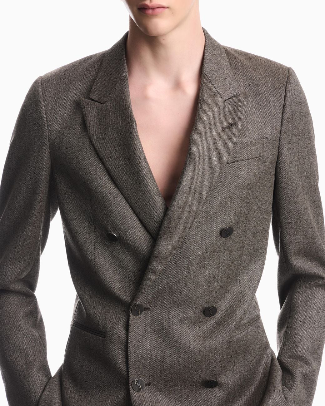 Emporio Armani Gray Double-Breasted Jacket for men