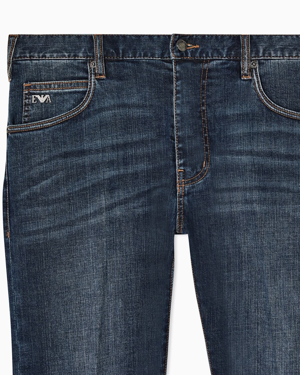 Emporio Armani Blue J45 Regular Fit, Washed Stretch Denim Jeans for men
