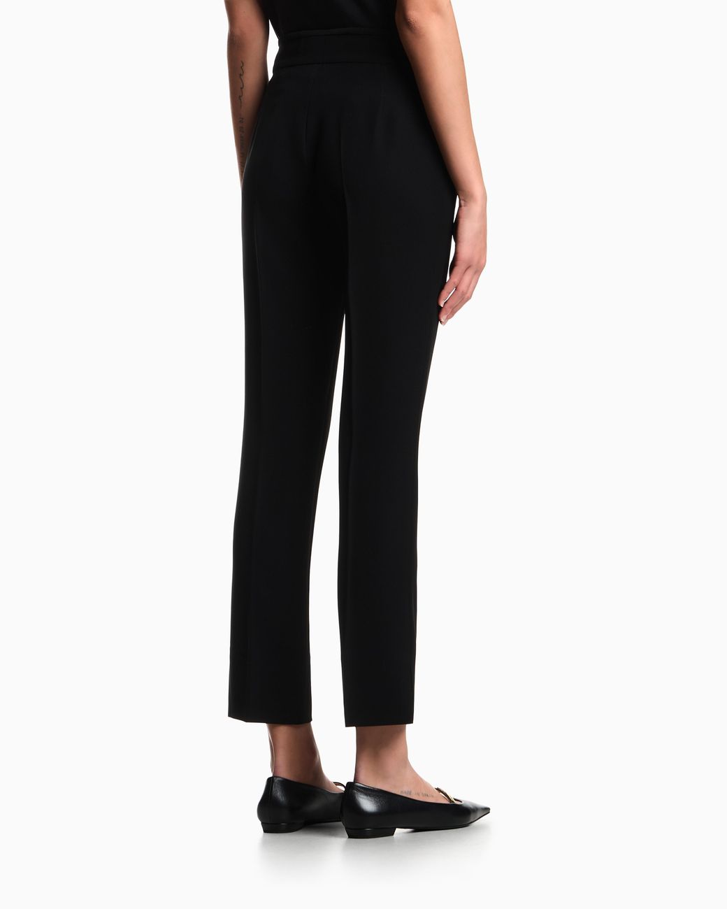 Emporio Armani Black Cropped Trousers With Flared Hem