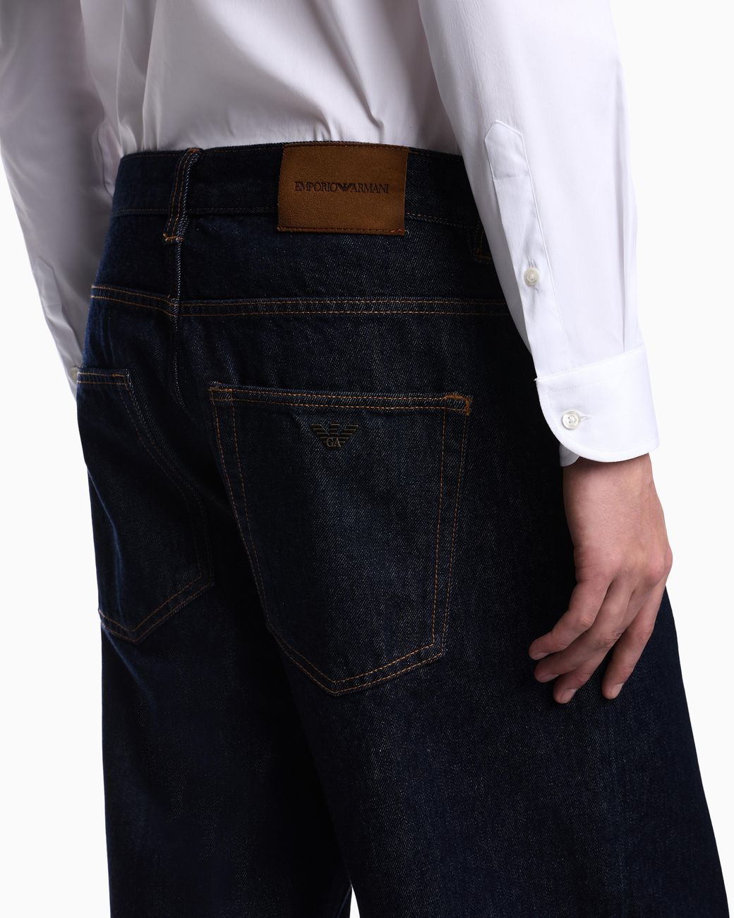 Emporio Armani Blue Straight-Leg Cotton Denim Jeans With A Five-Pocket Design for men