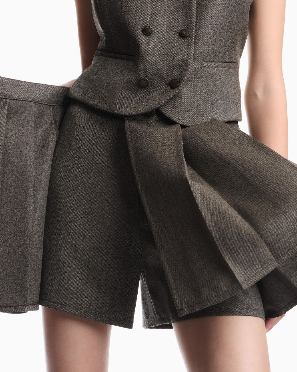Emporio Armani Gray Pleated Virgin Wool Culottes