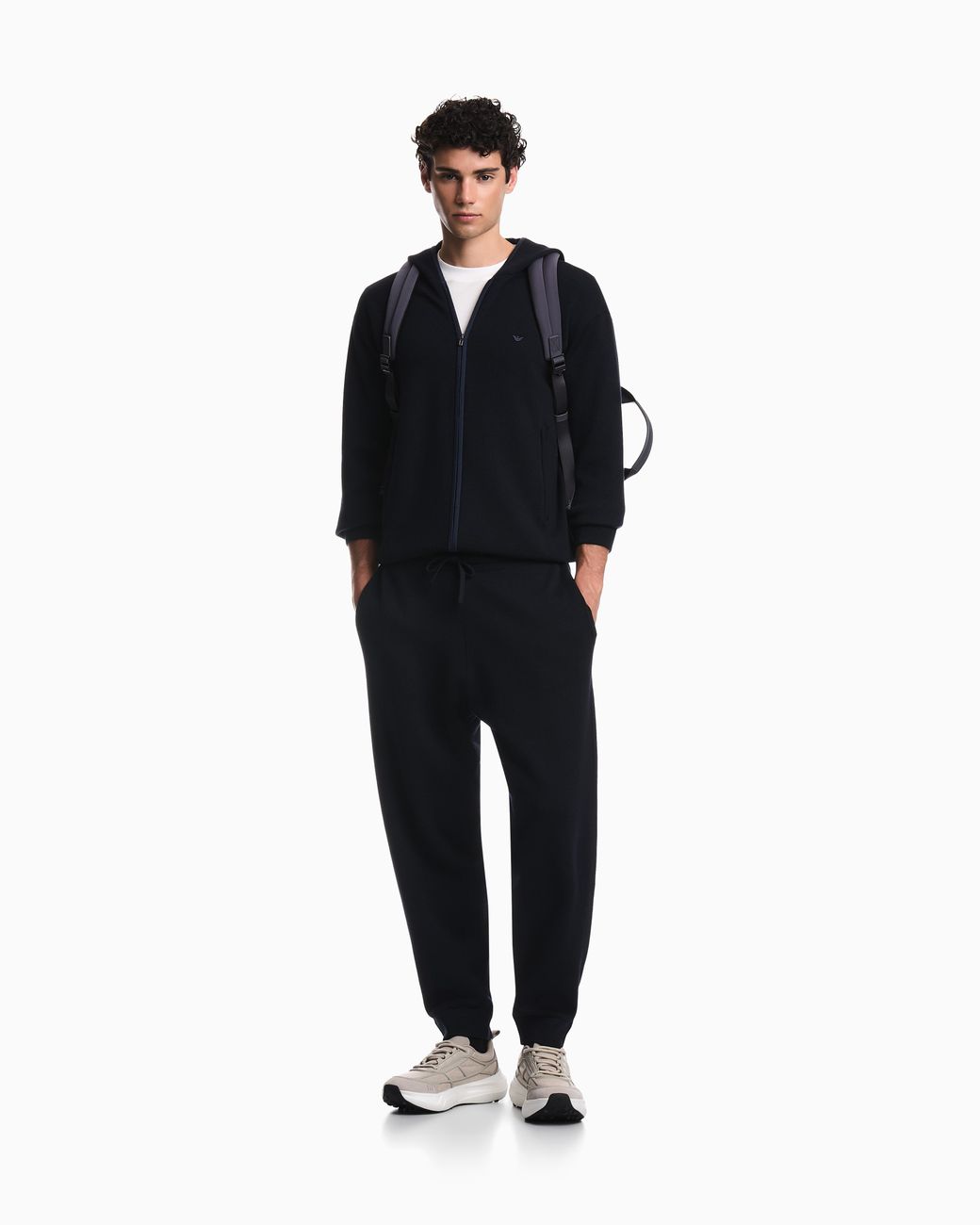 Emporio Armani Blue Virgin Wool Jogger Pants Travel Essential for men