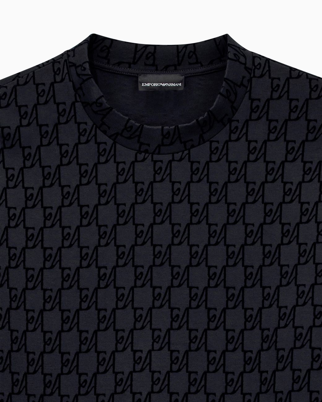 Emporio Armani Blue Double Jersey Sweatshirt With All-Over Logo Print for men