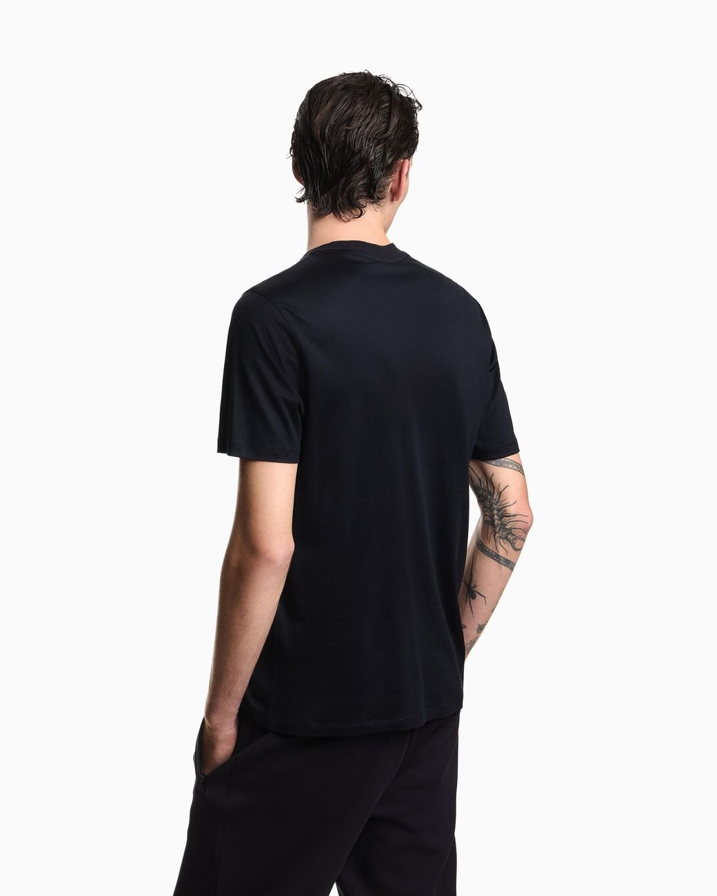 Emporio Armani Blue Jersey T-Shirt With Embroidery for men