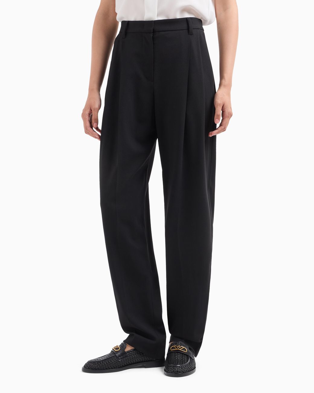 Emporio Armani Black Trousers With Pleats And A High Waist