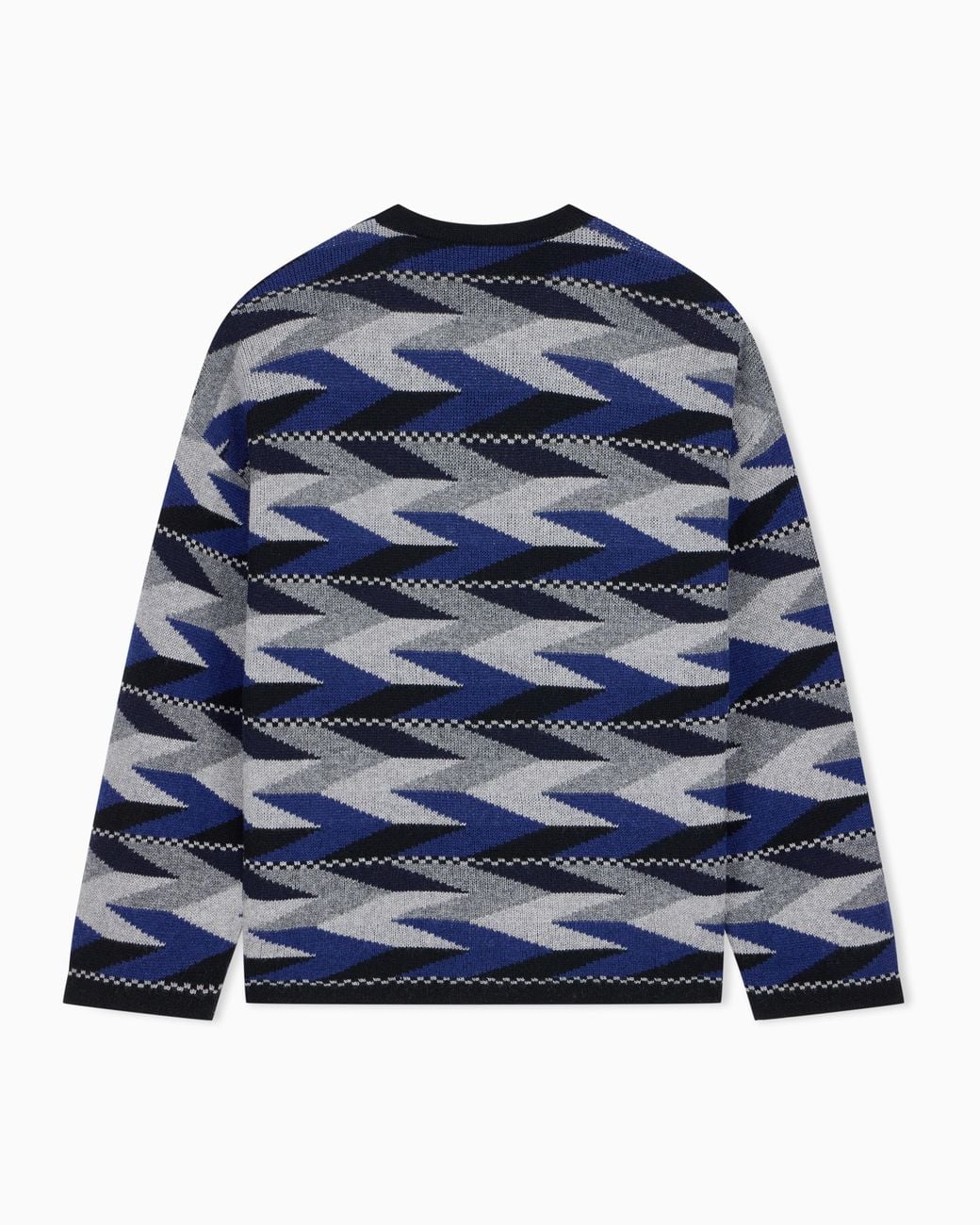Emporio Armani Blue Wool-Blend Jacquard Jumper