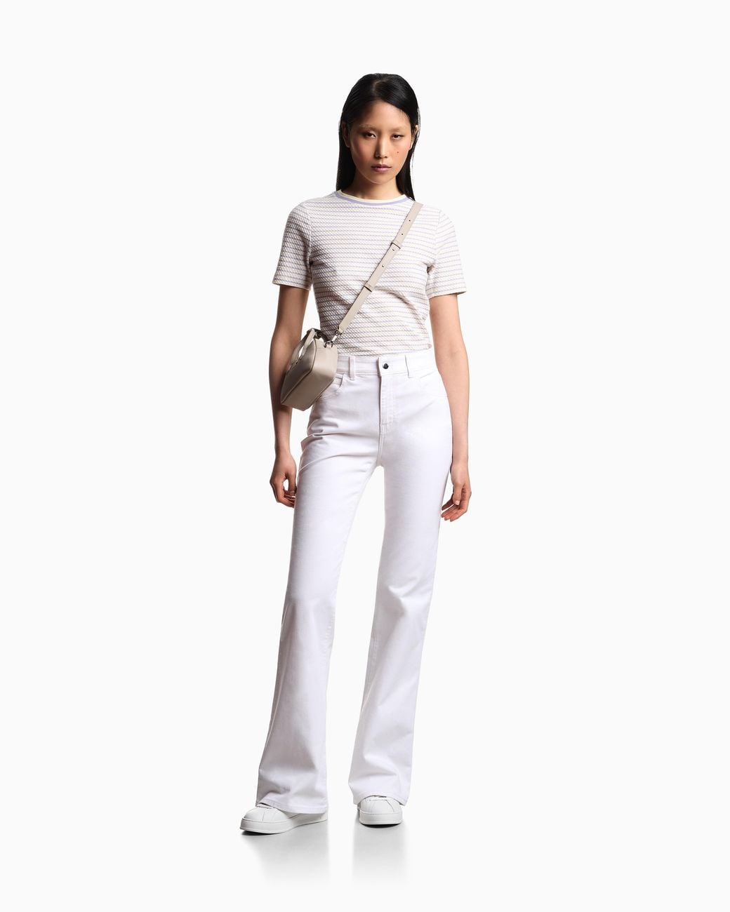 Emporio Armani White J47 Mid-Rise Flared-Hem Jeans