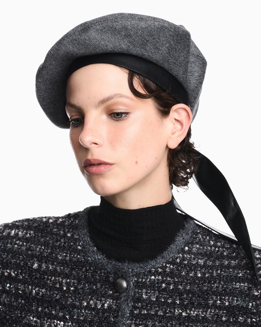 Emporio Armani Gray Wool And Cashmere Beret