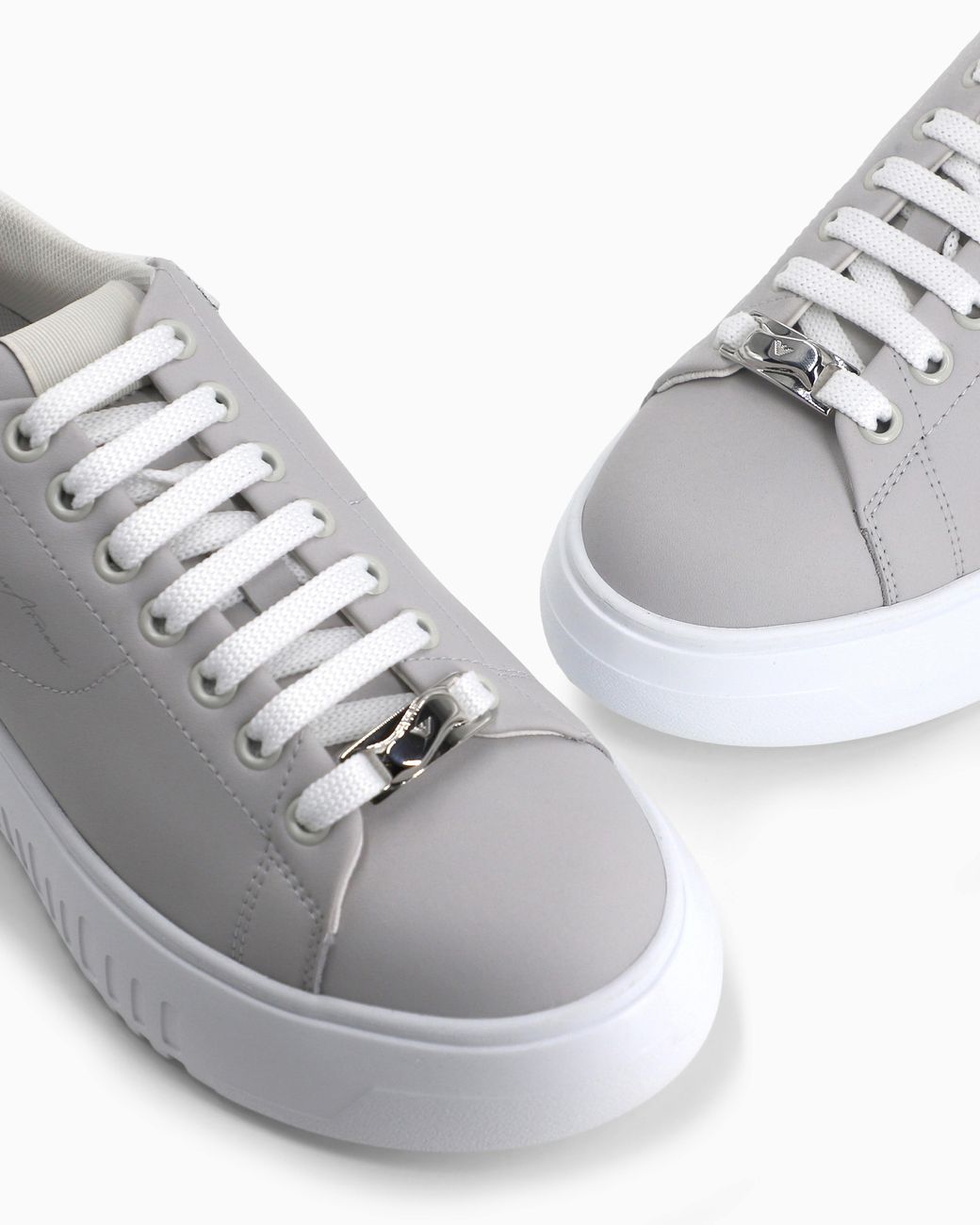 Emporio Armani White Smooth Leather Sneakers Icon With A Thick Textured Sole