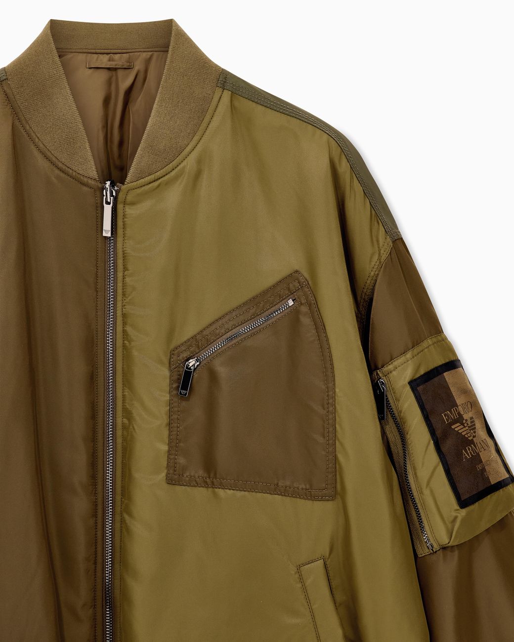 Emporio Armani Green Blouson Jacket With Ribbed Trims And Zippered Sleeve Pocket for men