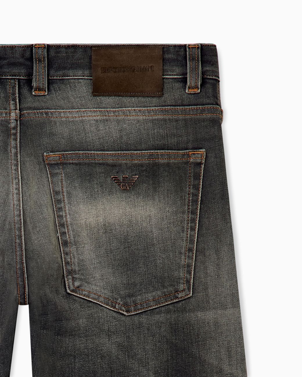 Emporio Armani Gray Straight-Leg Five-Pocket Denim Jeans With A Faded Effect for men