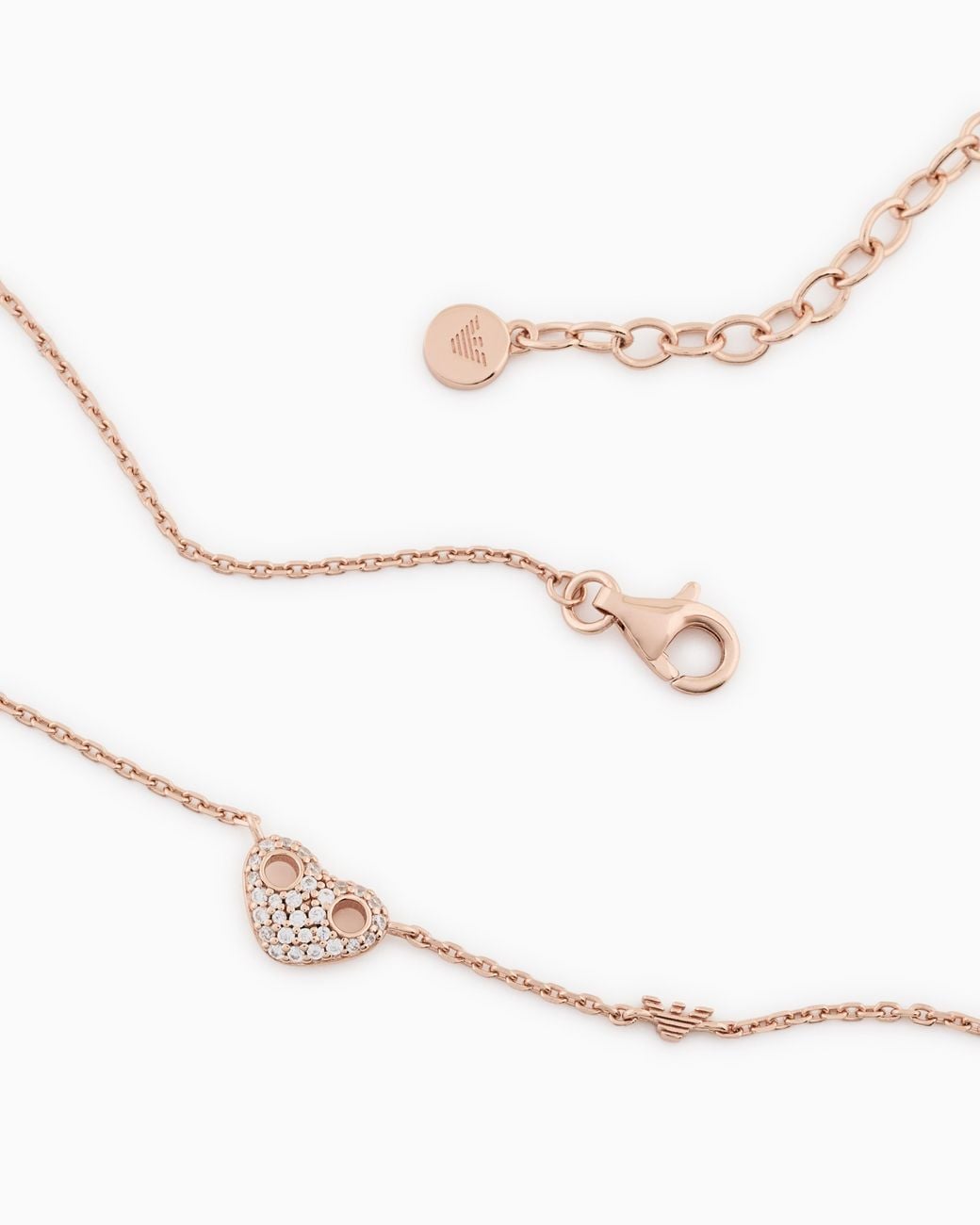 Emporio Armani Metallic Rose-Tone Sterling Heart Necklace