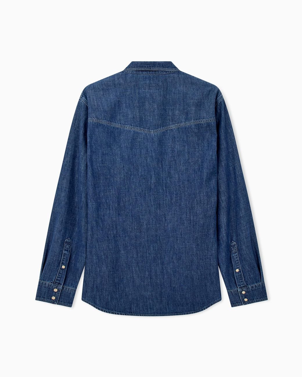 Emporio Armani Blue Cotton Denim Shirt With Pointed Collar And Buttoned Pockets for men