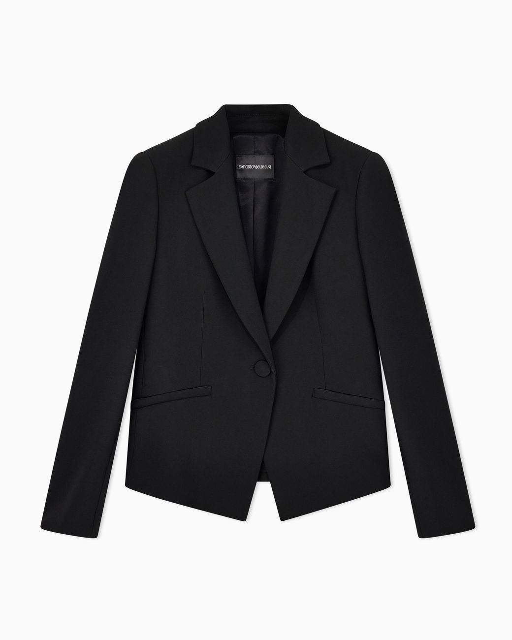 Emporio Armani Black Cady Crepe Jacket With Lapels