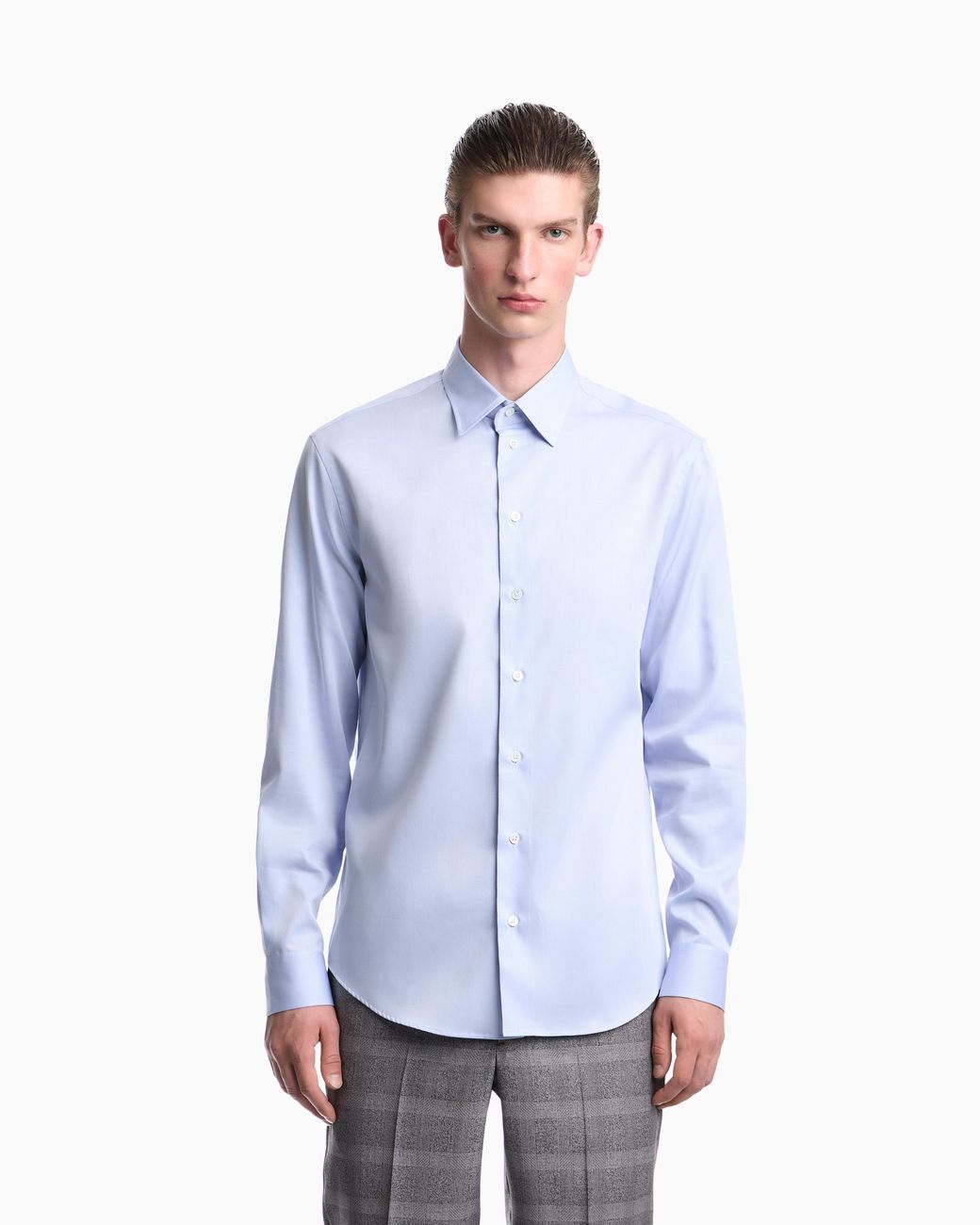 Emporio Armani White Cotton Dress Shirt With A Pointed Collar And Buttoned Cuffs for men