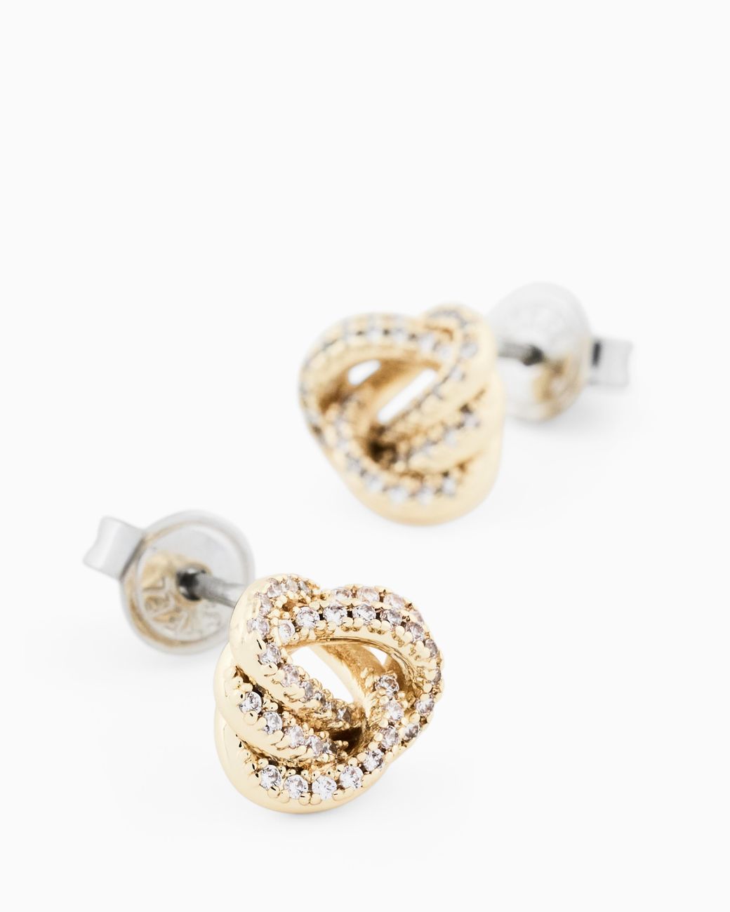 Emporio Armani White Tone Brass Stud Earrings
