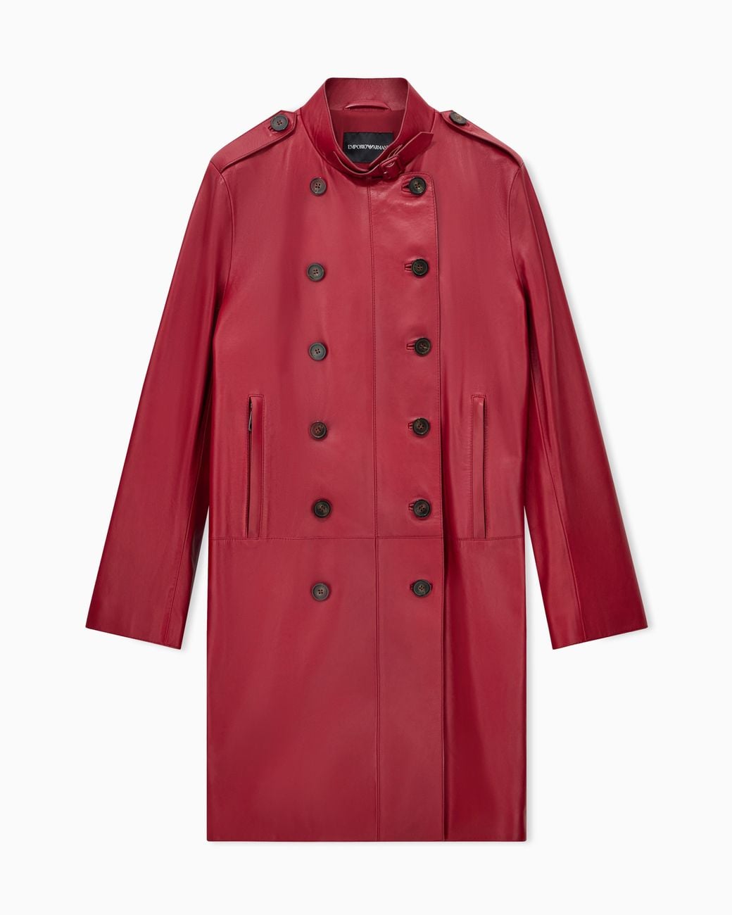 Emporio Armani Red Double-Breasted Trench Coat