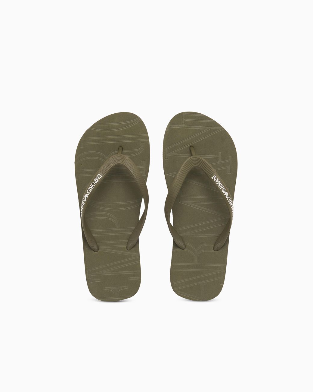 Emporio Armani White Rubber Flip-Flops With Logo