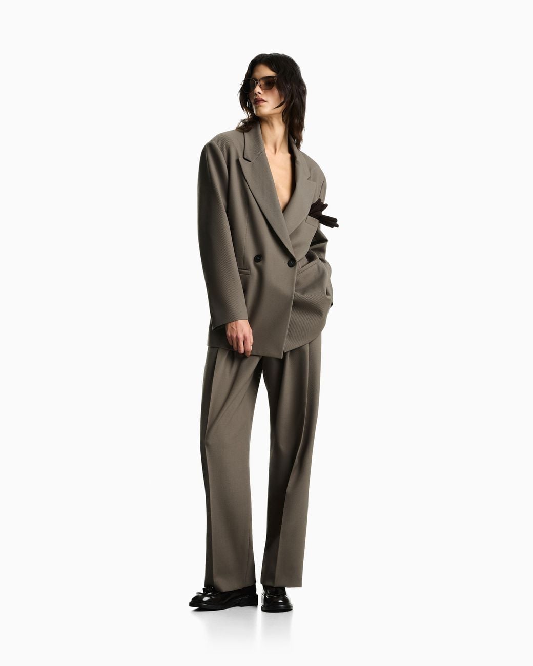 Emporio Armani Brown Single-Breasted Stretch Tech Gabardine Jacket