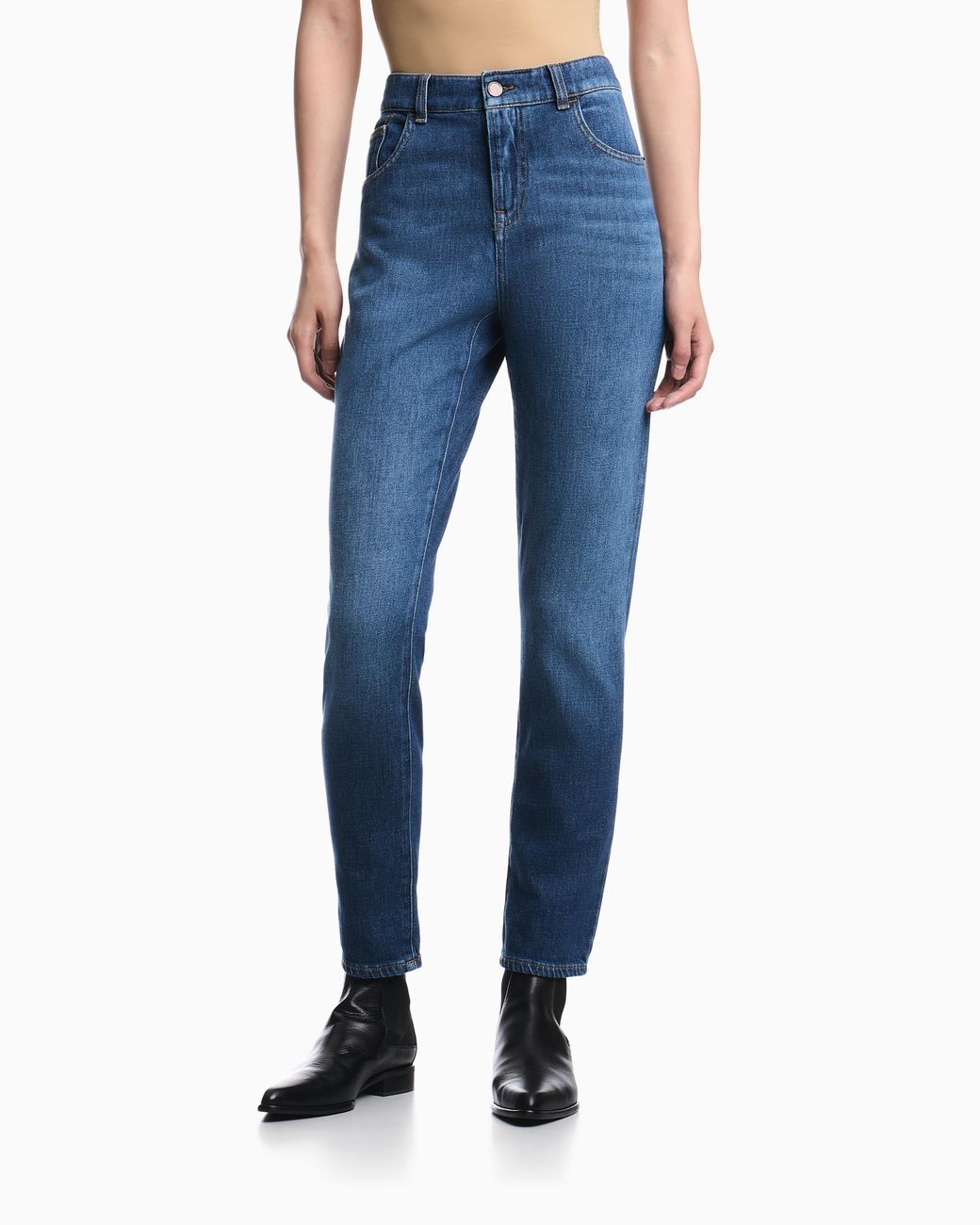Emporio Armani Blue Slim-Fit Denim Jeans With Five Pockets And A Used Look