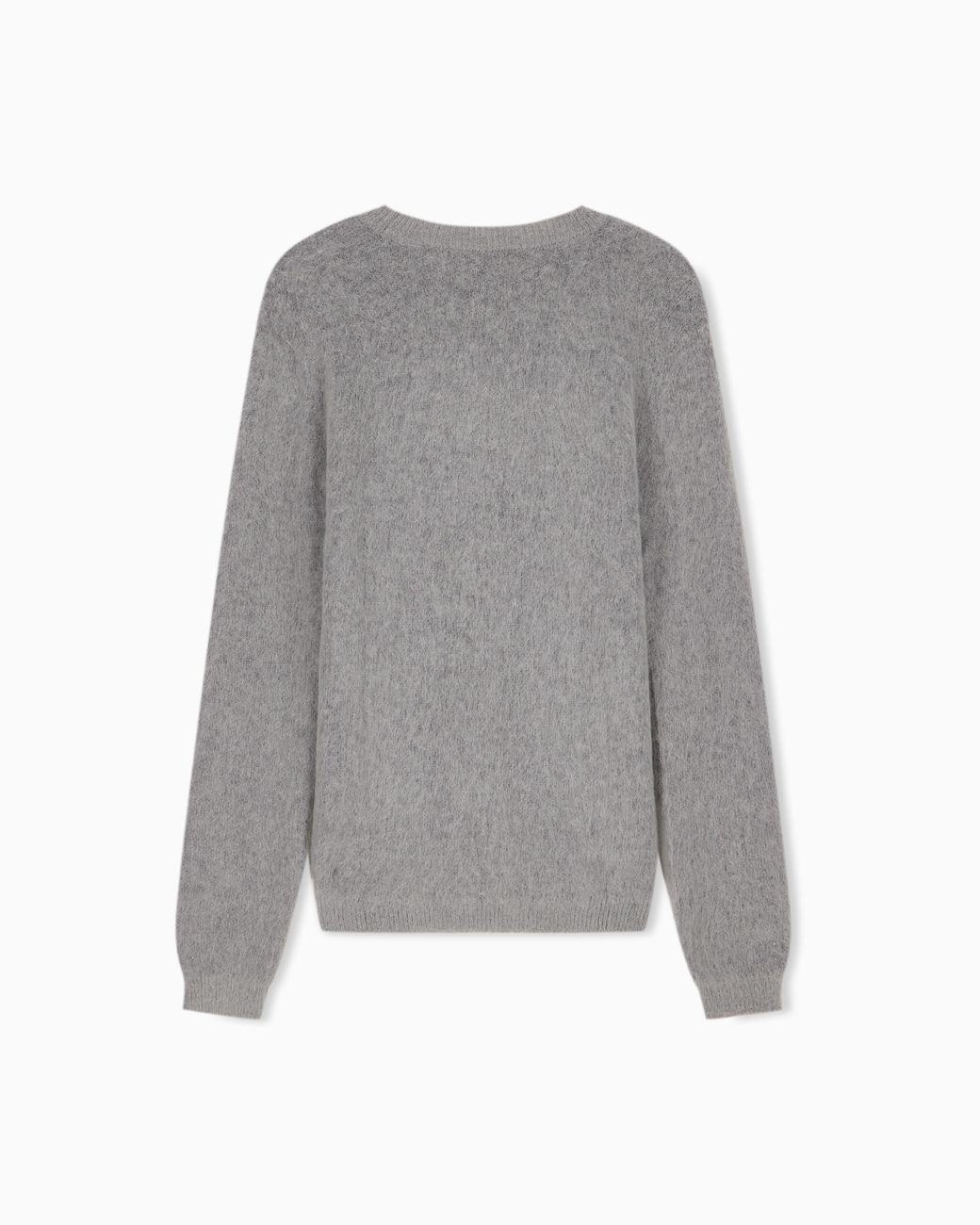 Emporio Armani Gray Brushed Mohair Blend Wool Sweater for men
