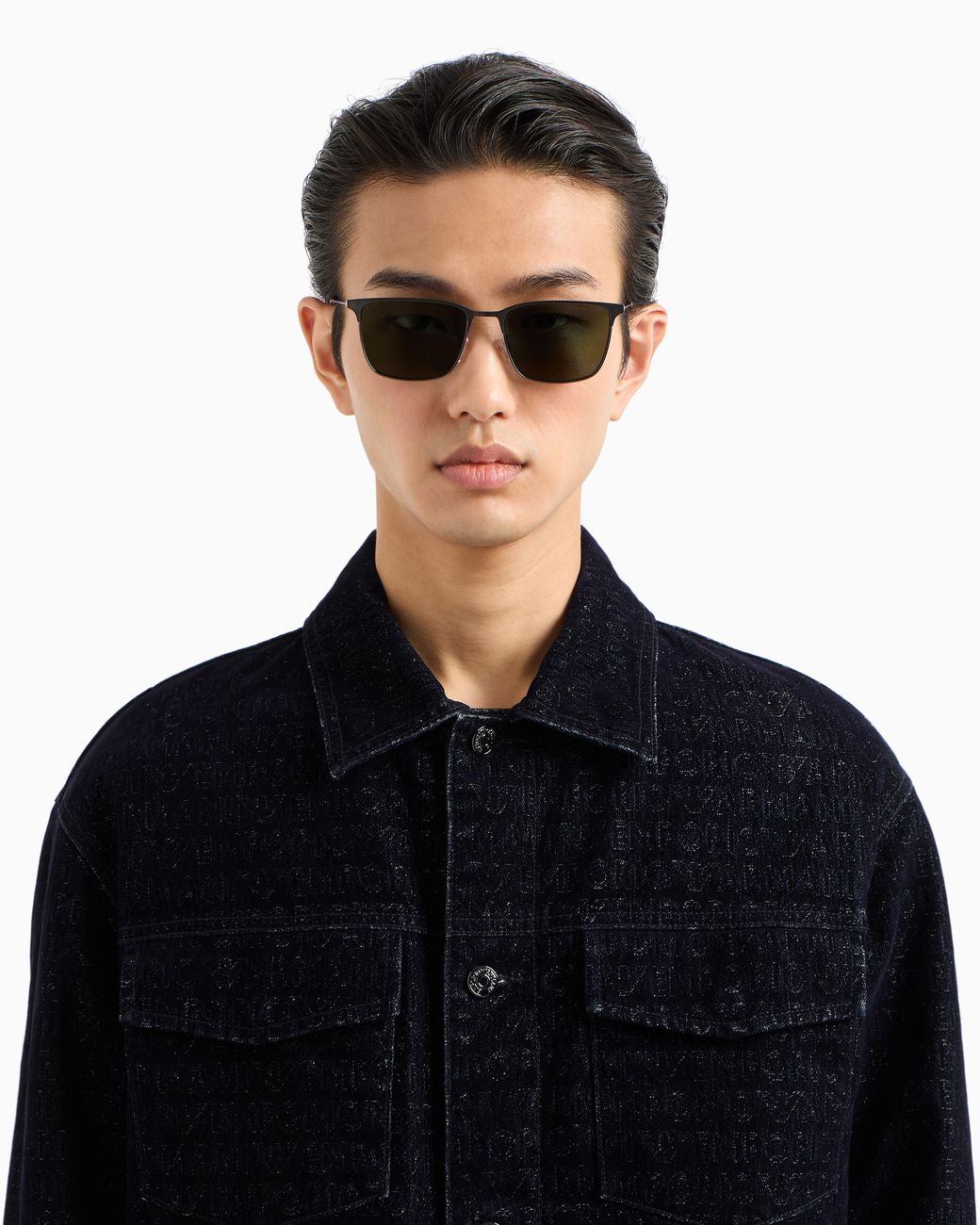Emporio Armani Green Asian Fit Rectangular Sunglasses for men