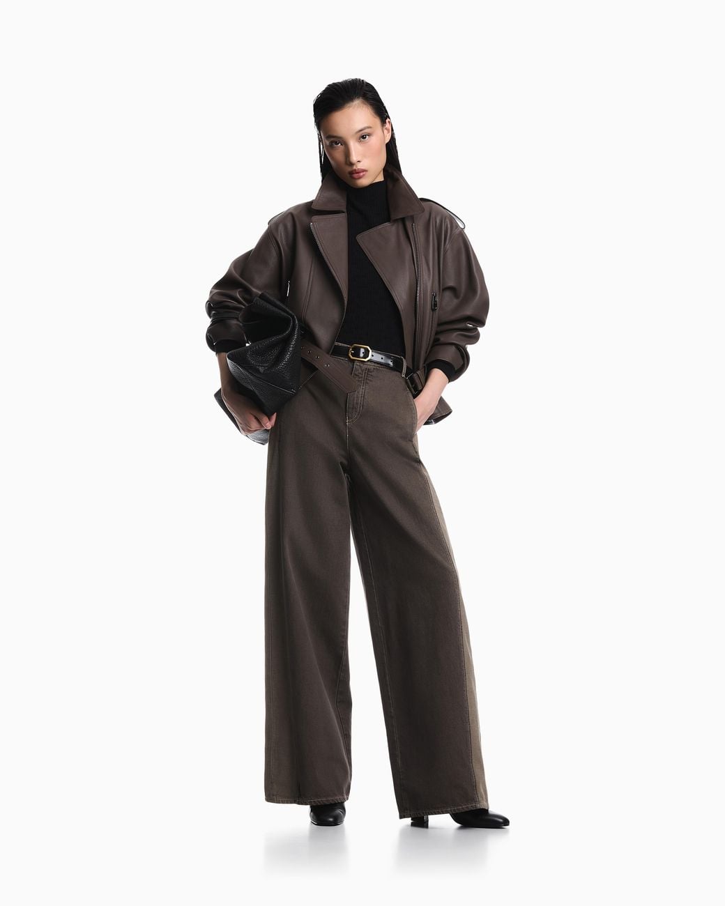 Emporio Armani Gray Five-Pocket Wide-Leg Denim Pants With Relaxed Fit