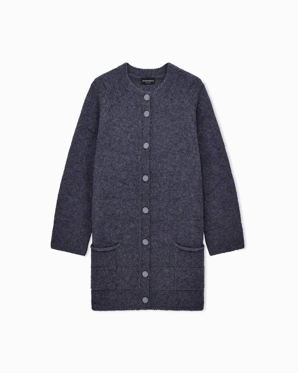 Emporio Armani Blue Long Raglan Sleeve Crewneck Cardigan