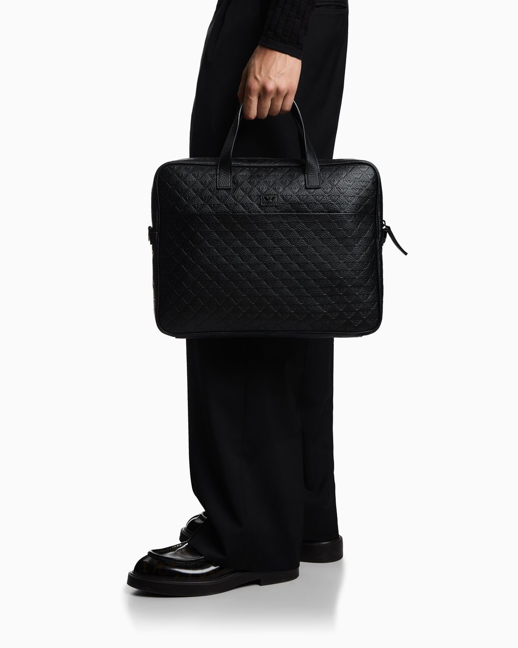 Bolso Business De Piel Con Motivo Integral De Águila En Relieve Emporio Armani de hombre de color Black