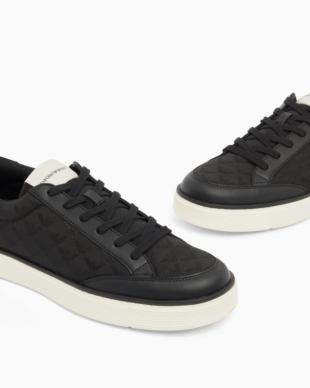 Emporio Armani White Jacquard Sneakers With An All-Over Eagle for men