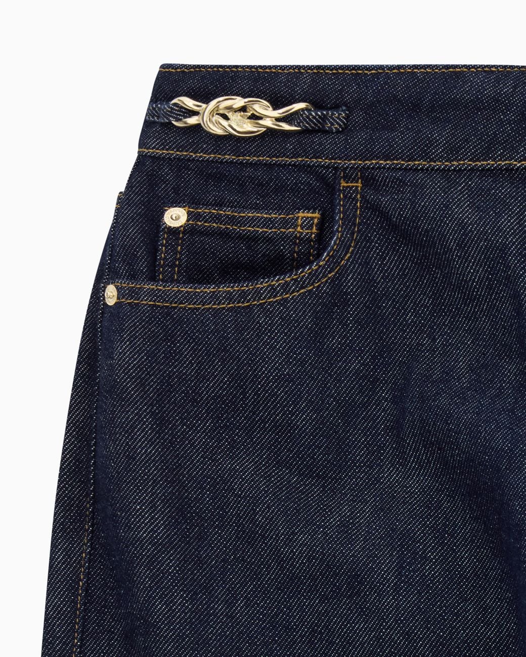 Emporio Armani Blue Five-Pocket Denim Jeans With A Metal Knot On The Waistband