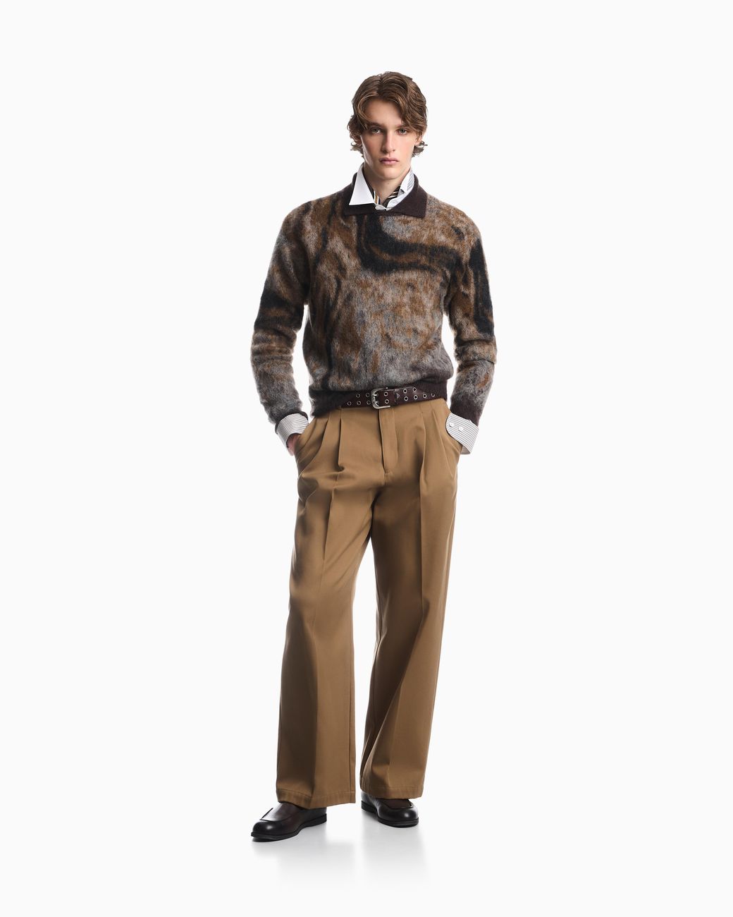 Emporio Armani Green Polo Collar Sweater for men
