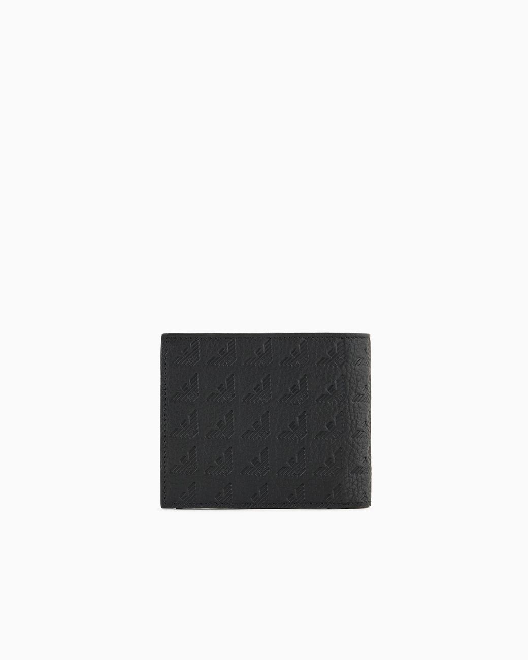 Emporio Armani Black Leather Coin-Pocket Wallet With All-Over Embossed Eagle for men