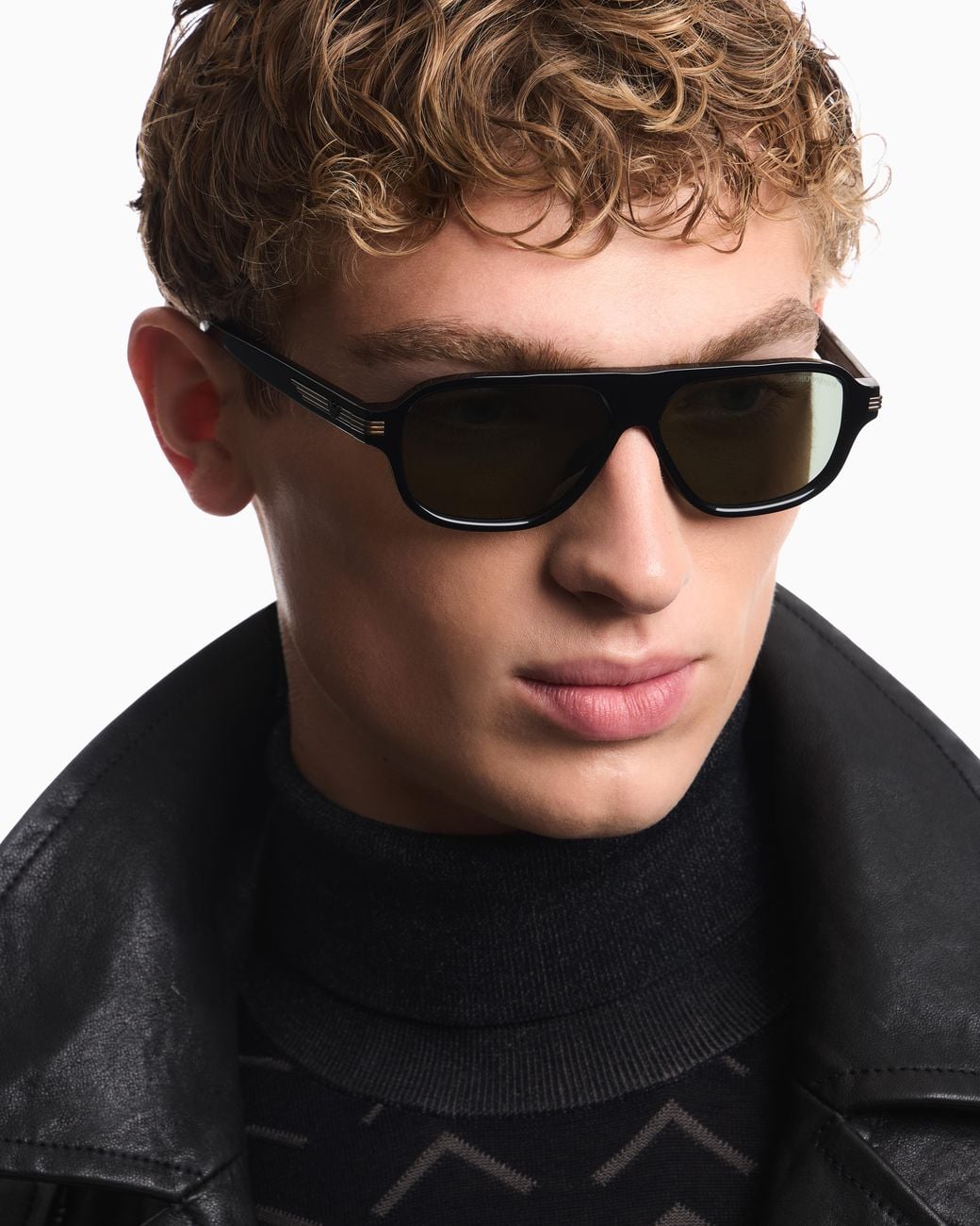 Emporio Armani Black Pilot-Shape Sunglasses for men