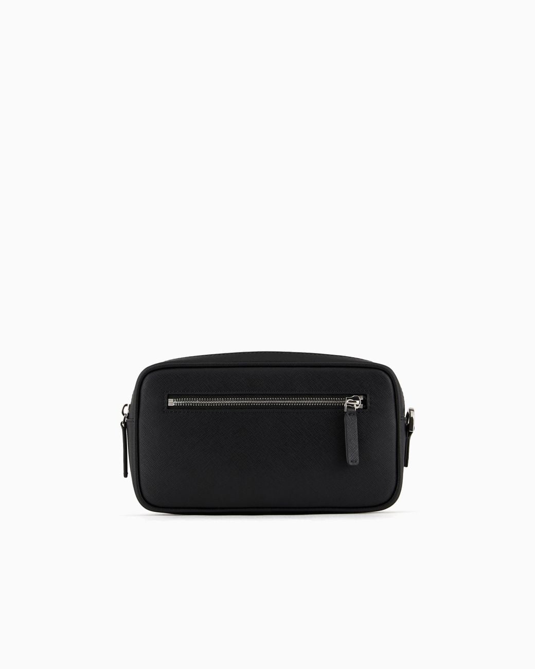 Emporio Armani Black Saffiano Leather Washbag With Eagle Plate for men
