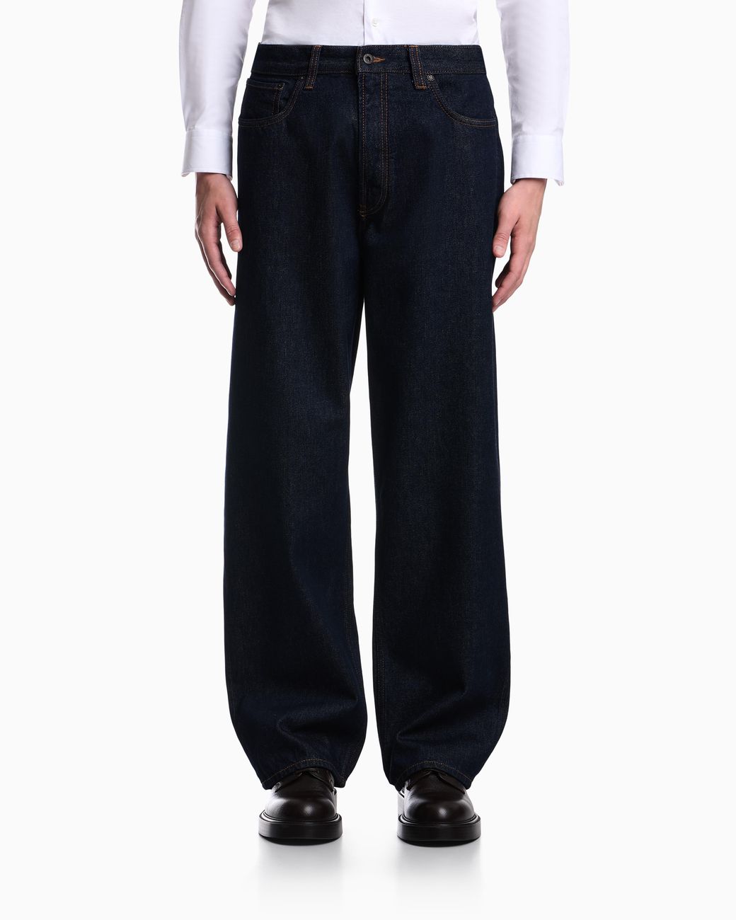 Emporio Armani Blue Straight-Leg Cotton Denim Jeans With A Five-Pocket Design for men