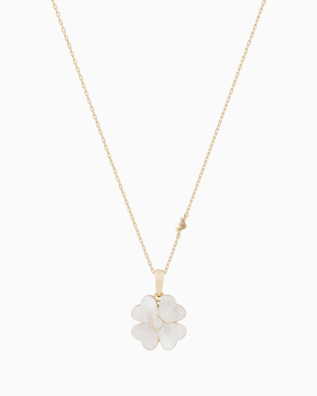 Emporio Armani Metallic Mother Of Pearl Clover Necklace