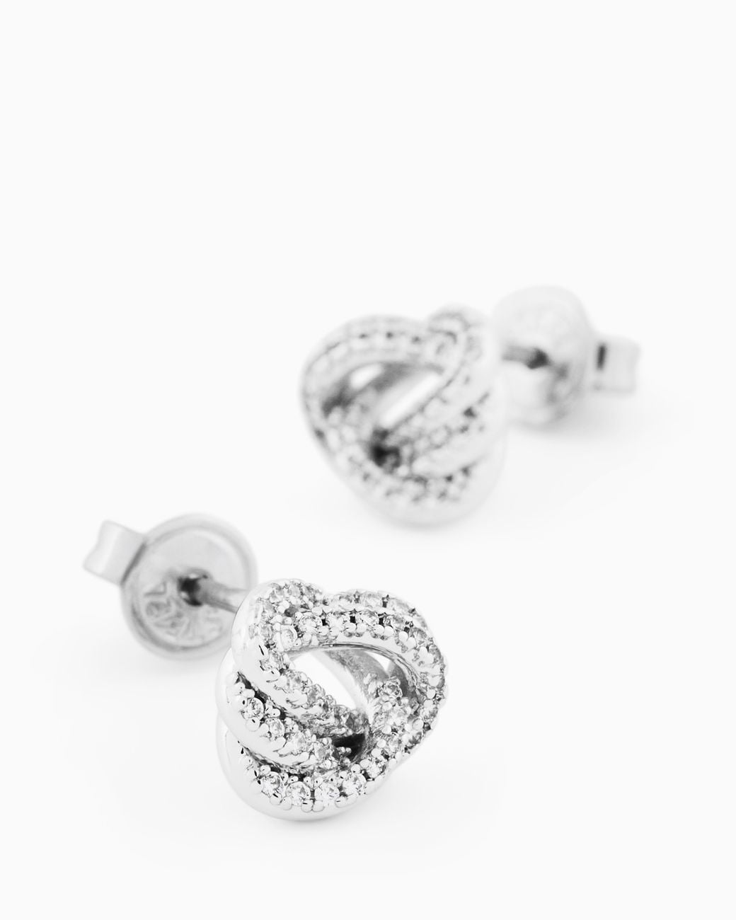 Emporio Armani White Tone Brass Stud Earrings