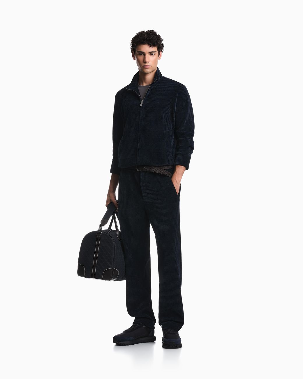 Emporio Armani Blue Signature Capsule Collection Ribbed Chenille Full-Zip Blouson for men