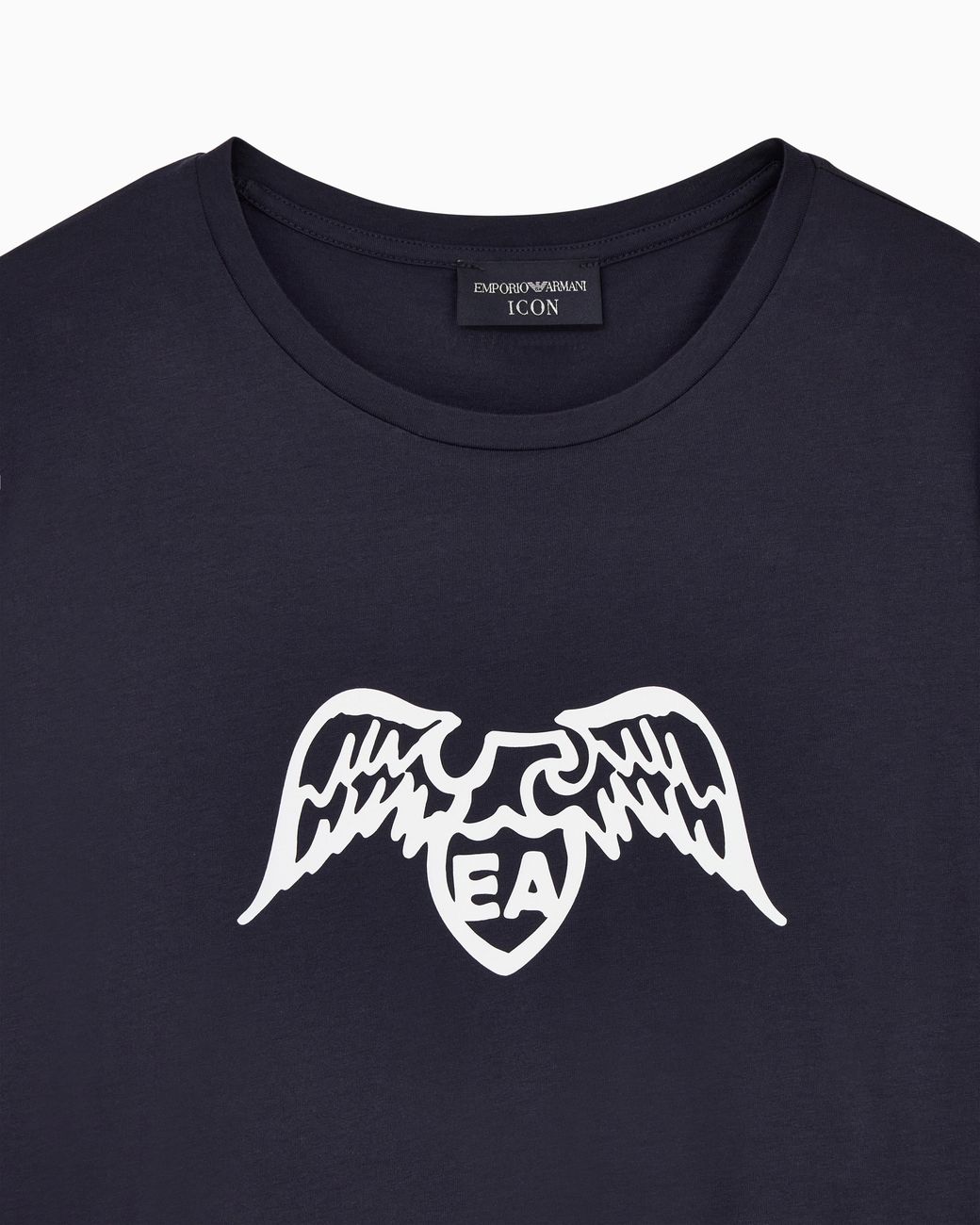 Emporio Armani Blue Pima T-Shirt With Maxi Eagle Logo And Short Sleeves