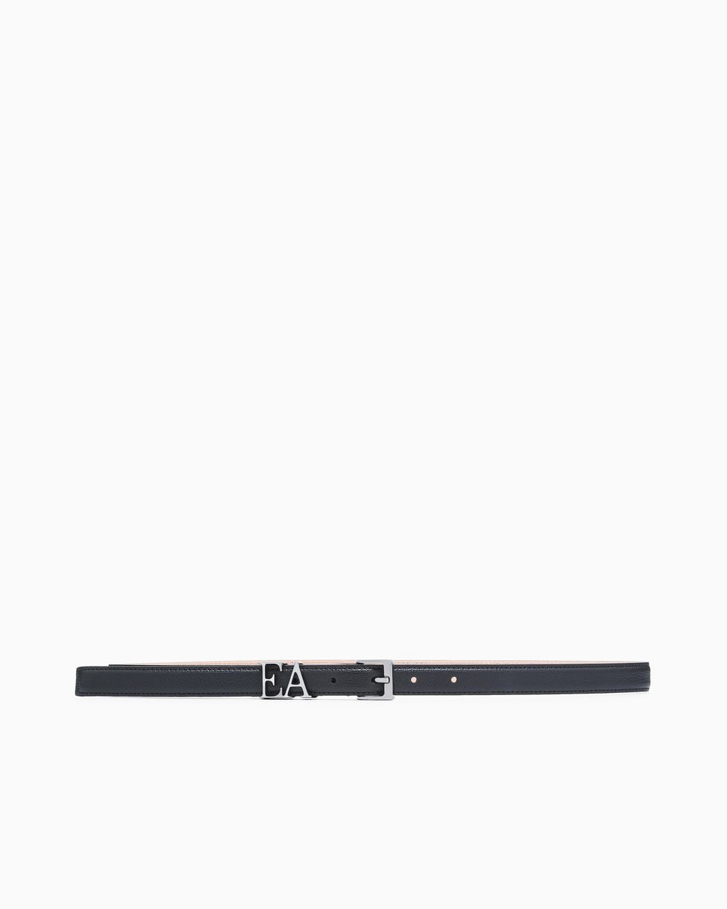 Emporio Armani White Micro-Grained Leather Belt With Ea Buckle