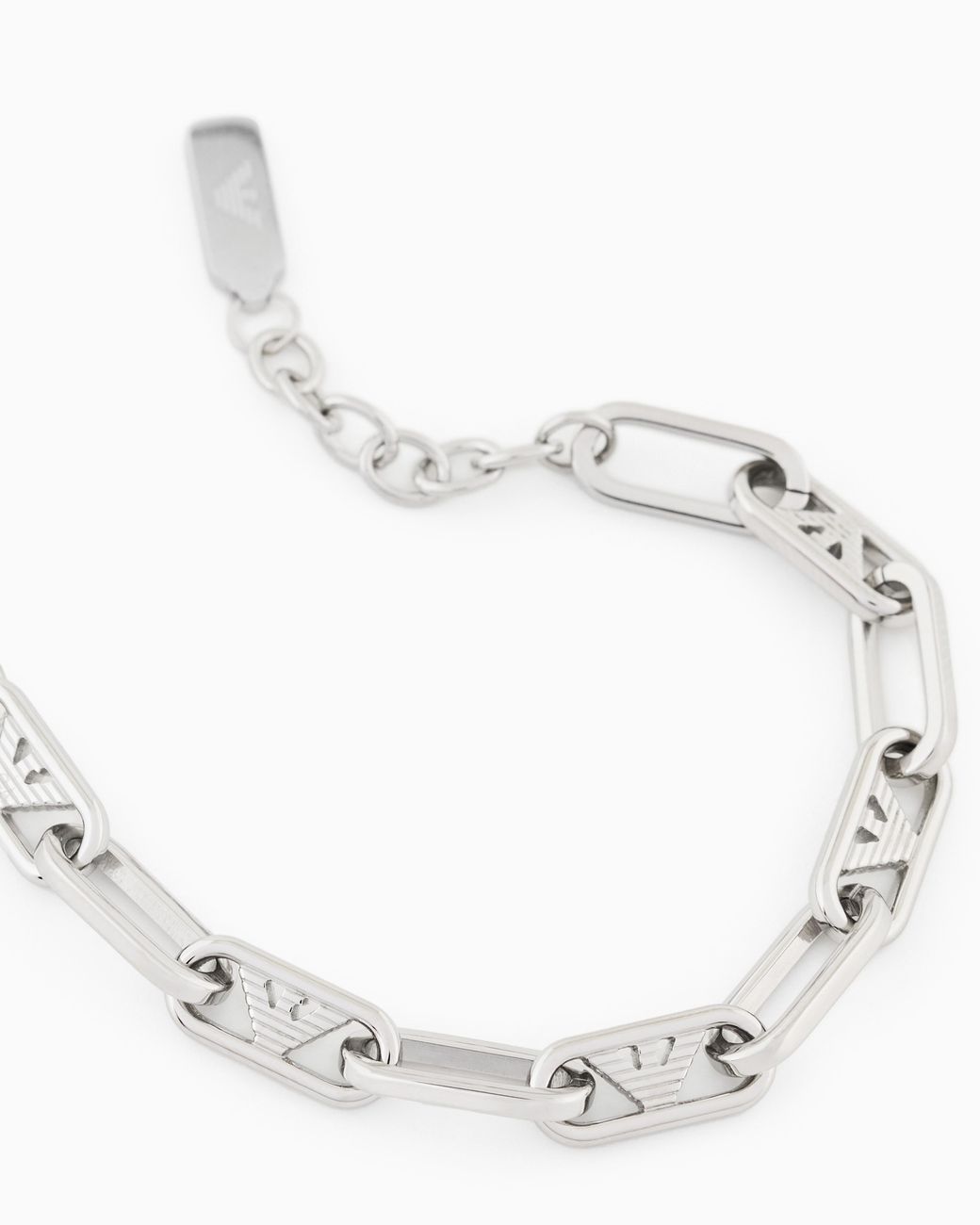 Emporio Armani White Stainless Steel Chain Bracelet for men