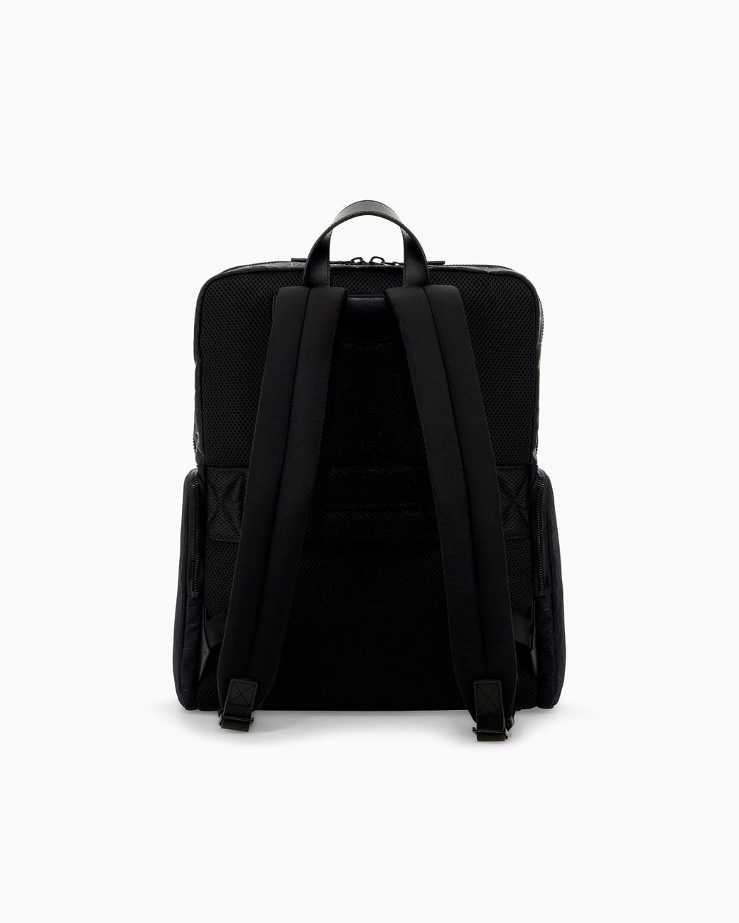 Emporio Armani Black Embossed Backpack With A Flap Pocket And Padded Mesh Straps for men
