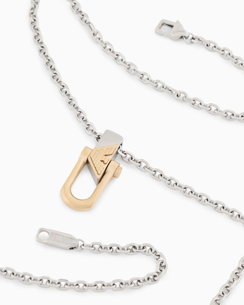 Emporio Armani Metallic Two-Tone Stainless Steel Pendant Necklace for men