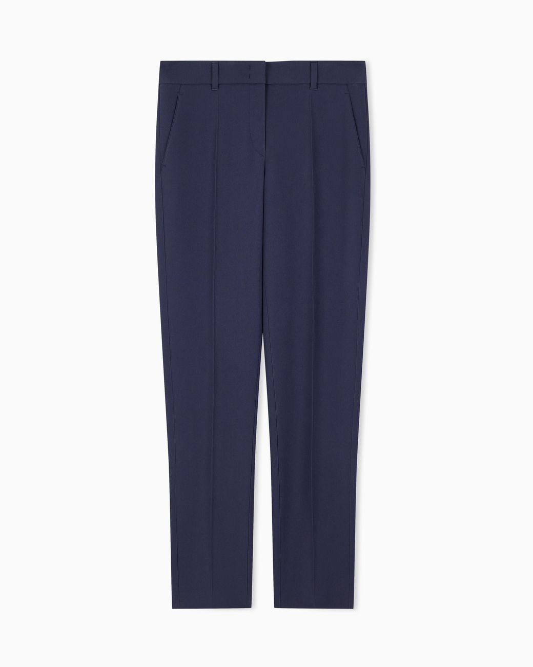 Emporio Armani Blue Cady Crêpe Trousers With Belt Loops And Rib